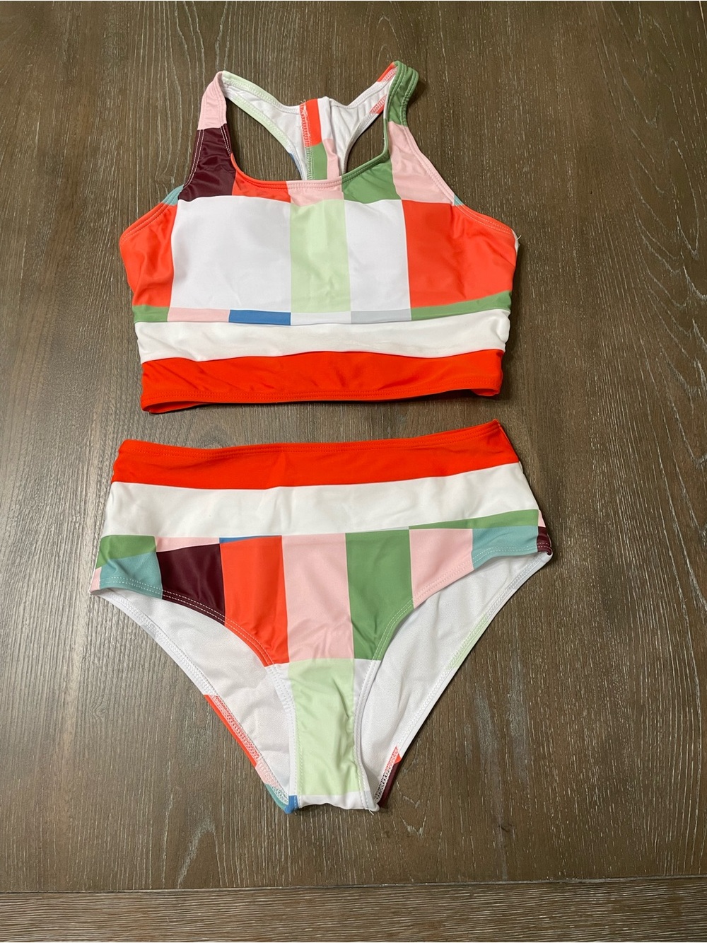 Colorblock Two-Piece Swim Set - Multicolor S New